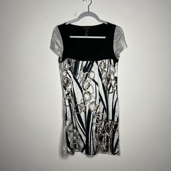 Custo Barcelona Dress Womens Size 3 US Medium Black Silver Silk Blend Sequin Y2K - Picture 13 of 16